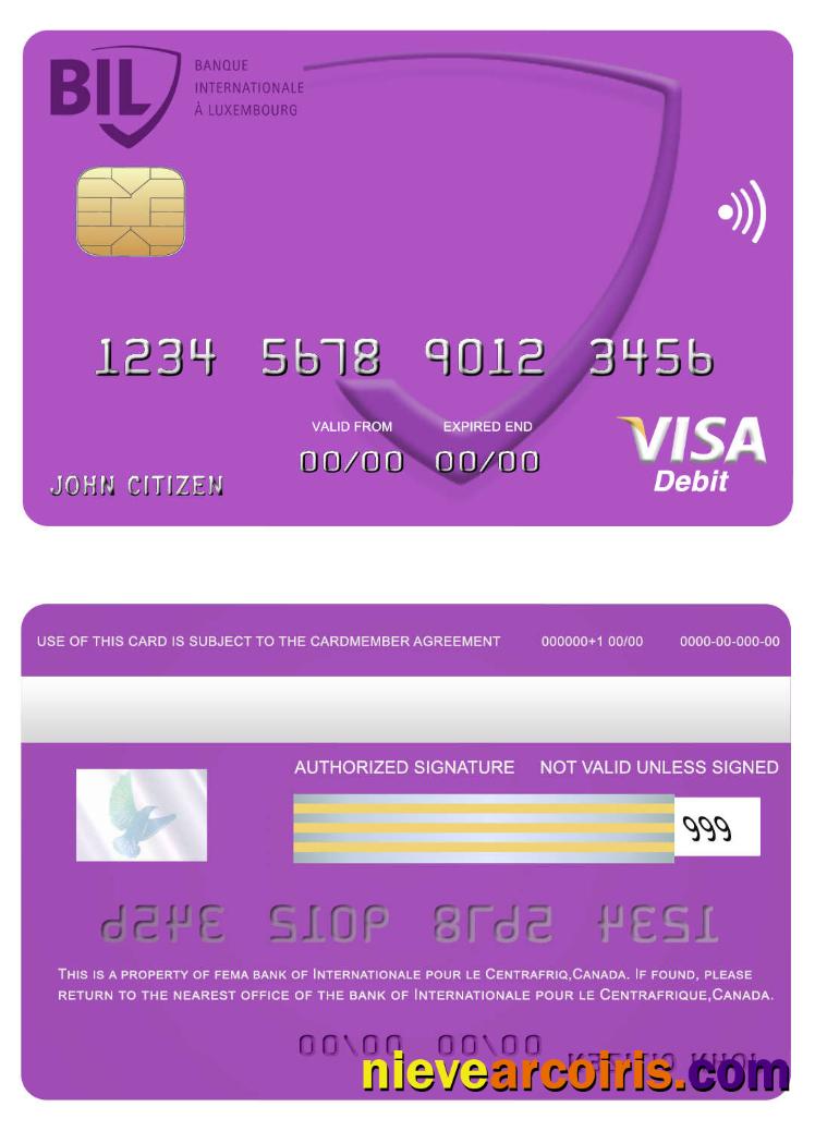 Canada Internationale Pour Le Centrafrique Bank Visa Card Photolook