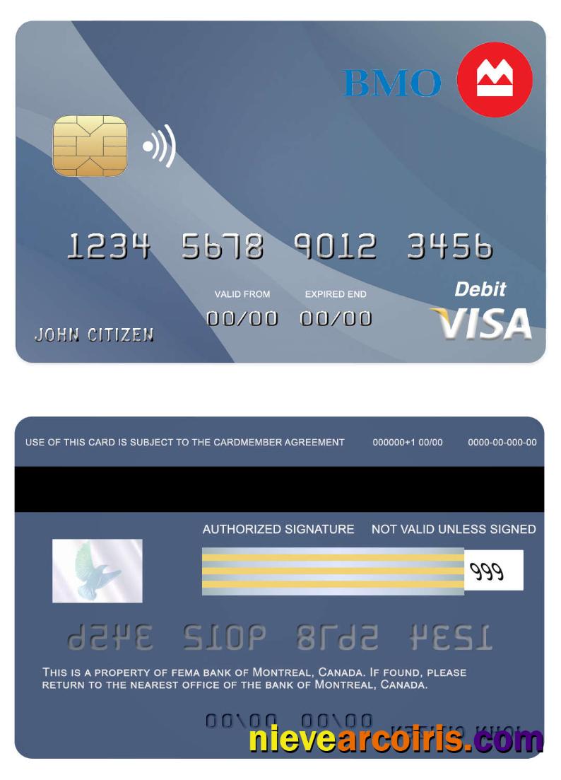 Canada Montreal Bank Visa Card Sample