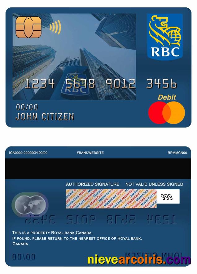 Canada Royal Bank Mastercard Debit Card Photolook