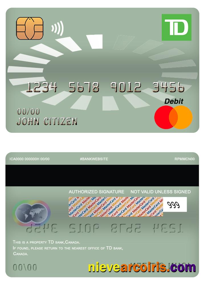 Canada TD Master Debit Card Preview