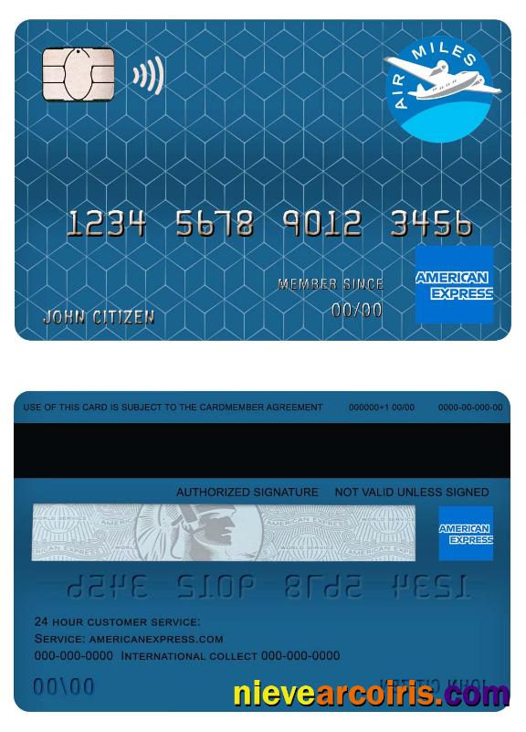 Canada American Express Air Miles Credit Card Template