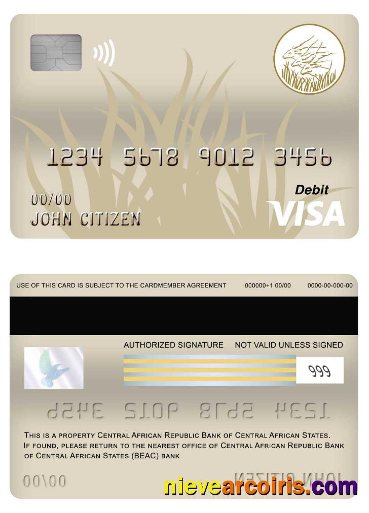 Central African Republic Bank Of Central African States (BEAC) Bank Visa Debit Card Photolook