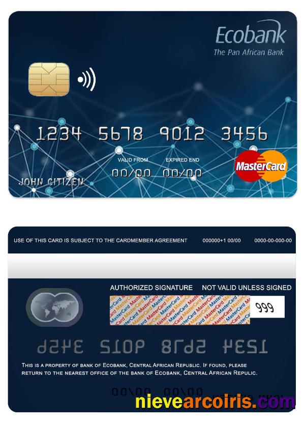 Central African Republic Ecobank Bank Mastercard Sample