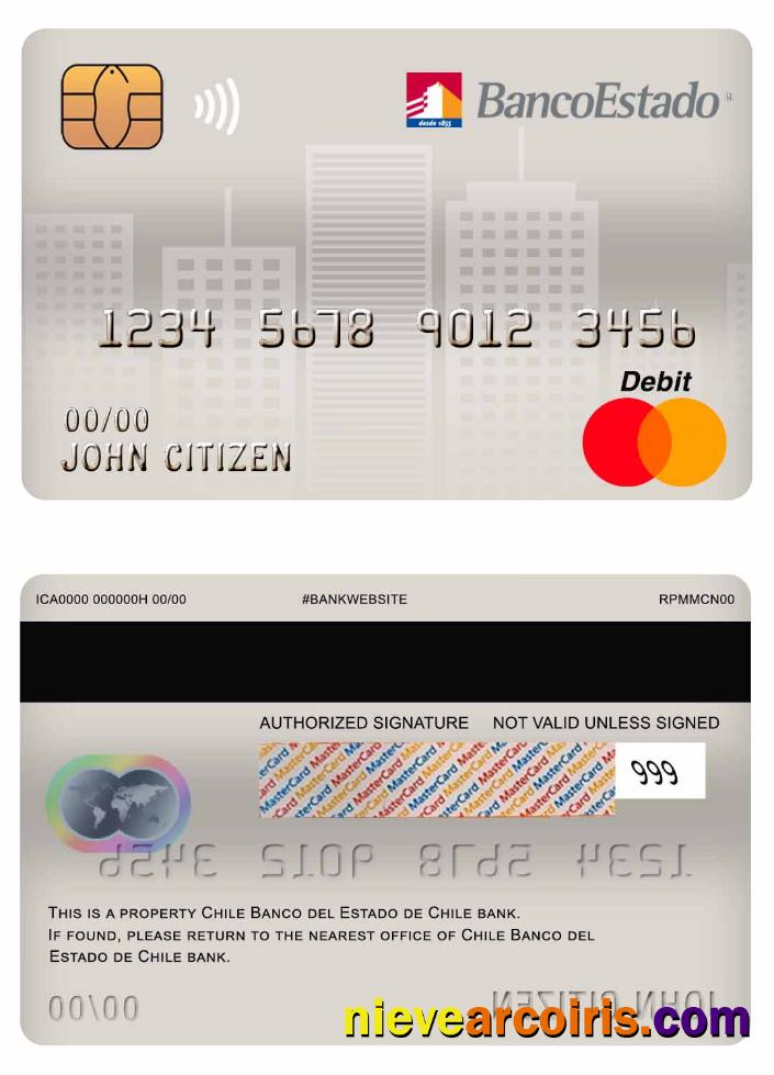 Chile Banco Del Estado De Chile Bank Master Debit Card Photolook