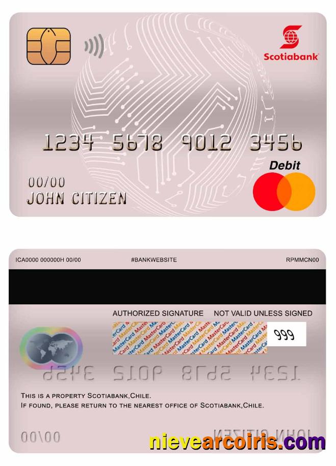 Chile Scotiabank Master Debit Card Template