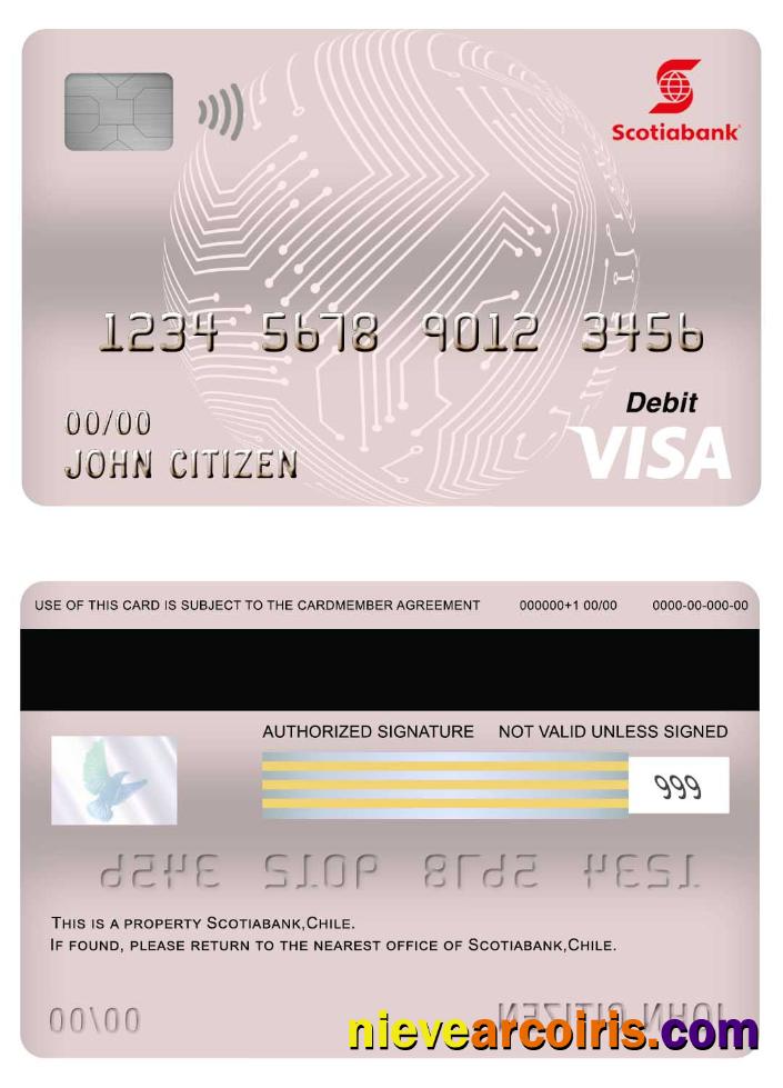 Chile Scotiabank Visa Debit Card Sample