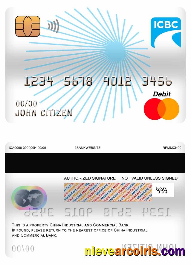 China Industrial And Commercial Bank Master Debit Card Template