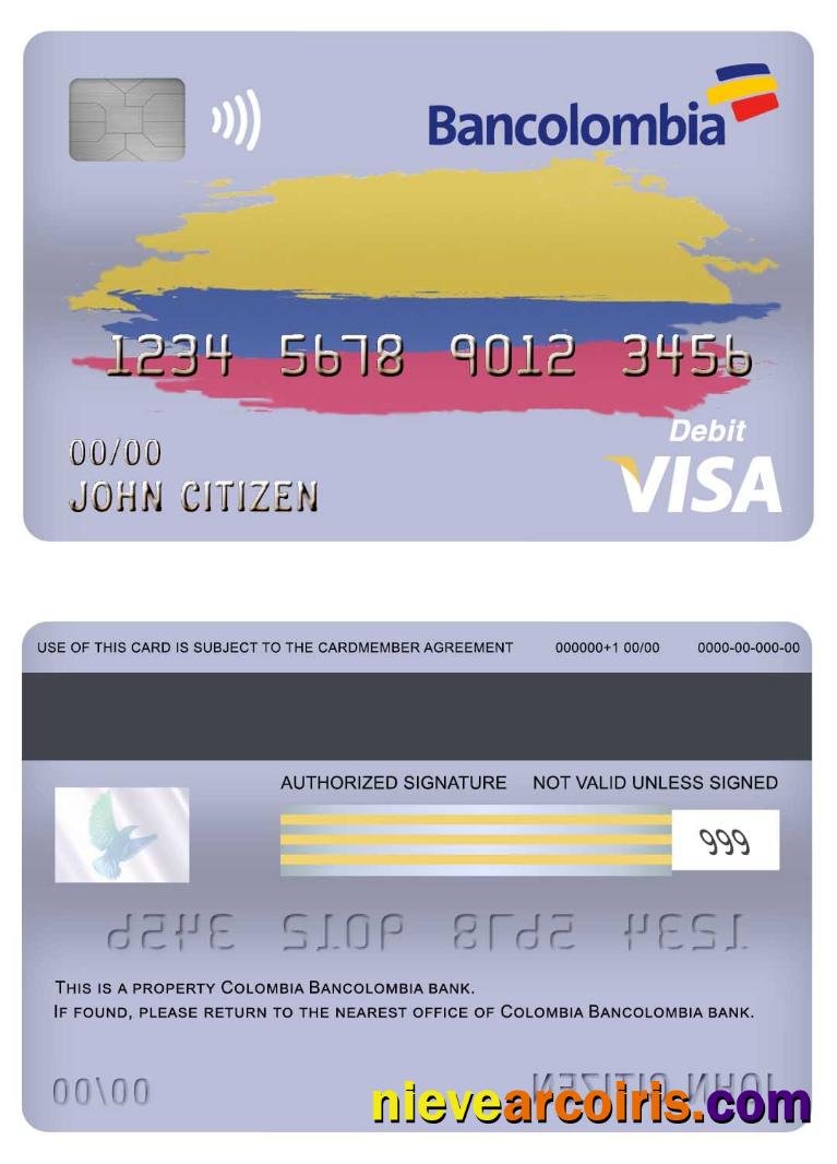Colombia Bancolombia Bank Visa Debit Card Preview