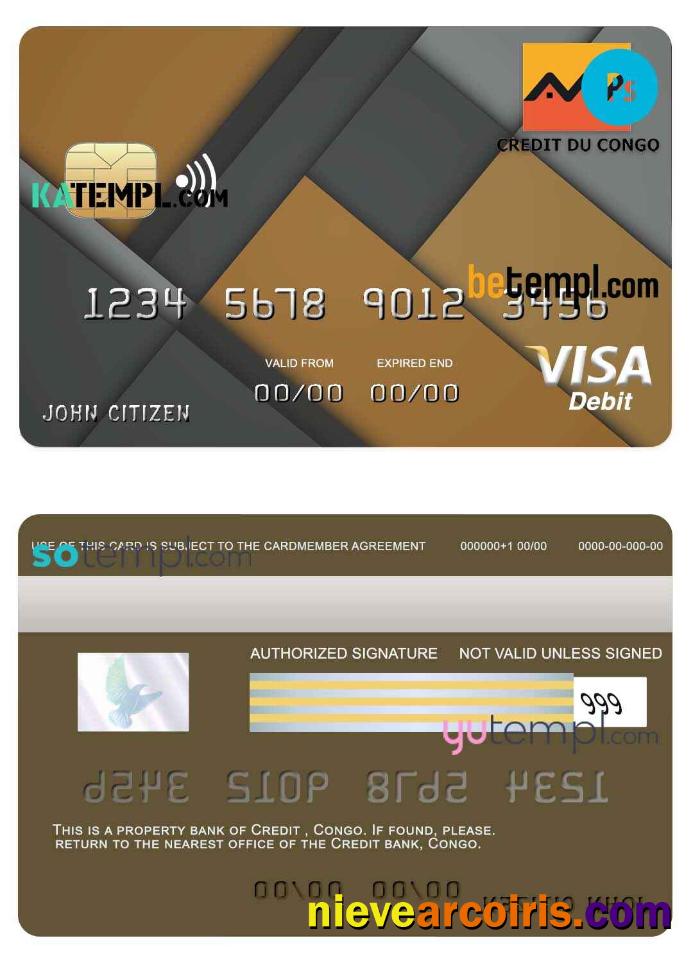 Premium Congo Credit Bank Visa Credit Card Template In PSD Format, Fully Editable
