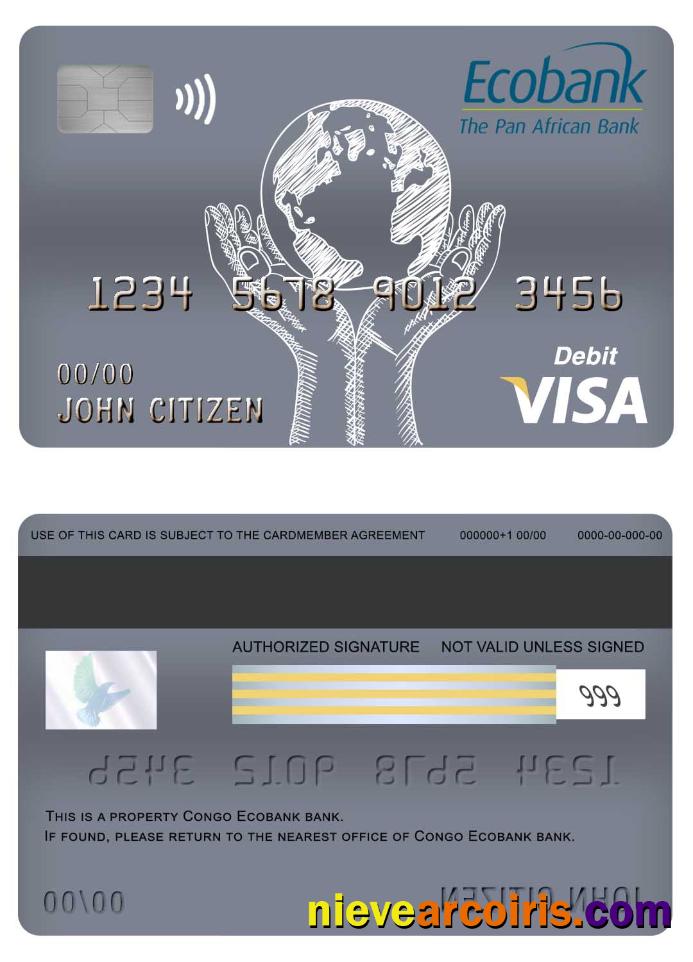 Congo Ecobank Bank Visa Debit Card Sample