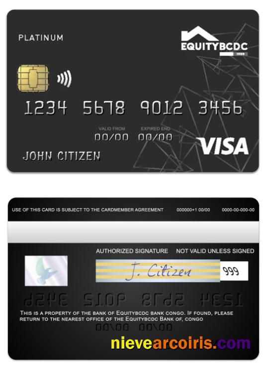 Congo EquityBCDC Bank Visa Debit Platinum Card Template