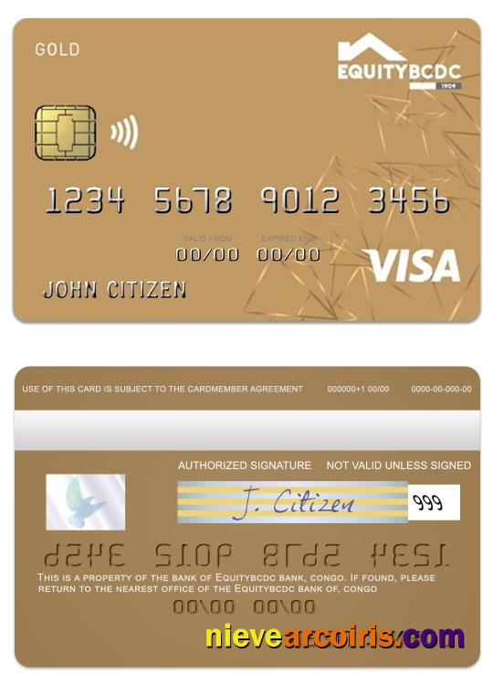 Congo EquityBCDC Bank Visa Debit Gold Card Preview