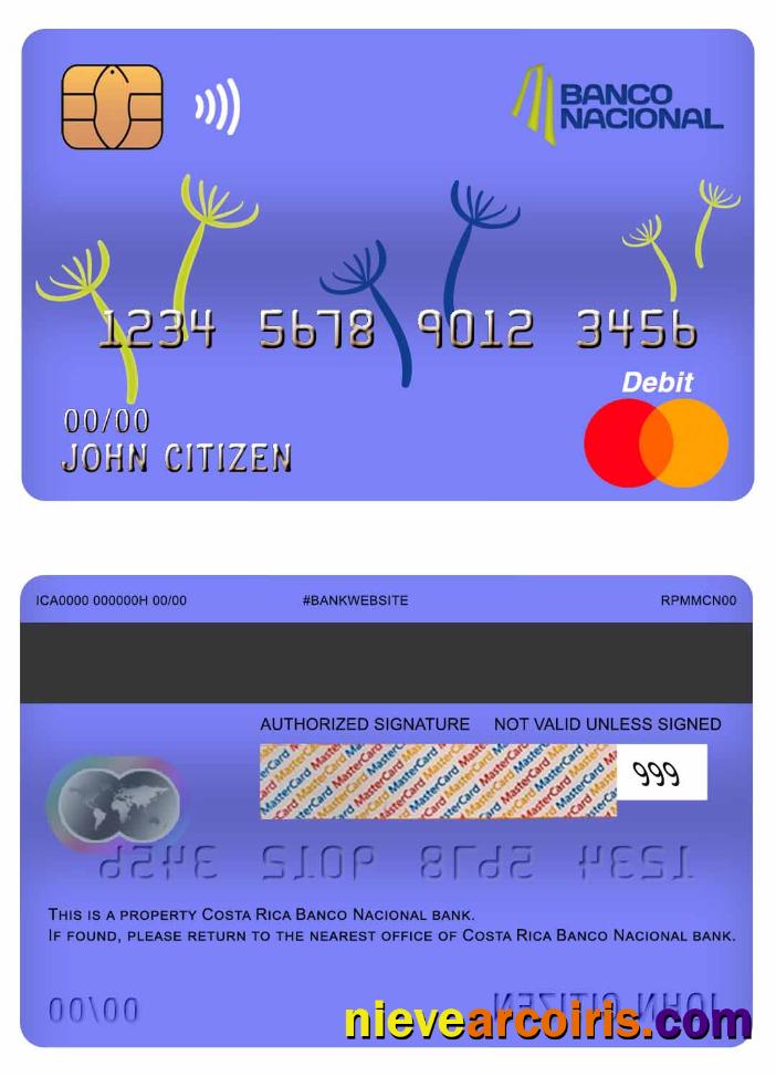 Costa Rica Banco Nacional Bank Master Debit Card Photolook