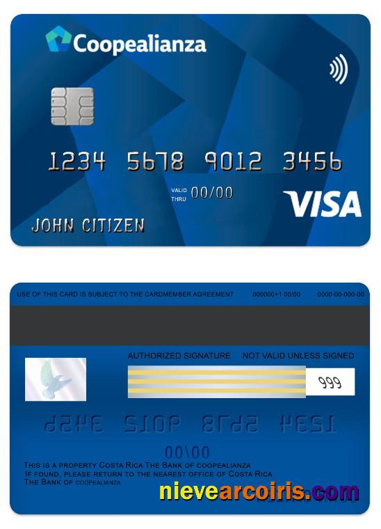 Costa Rica Coopealianza Visa Classic Card Template