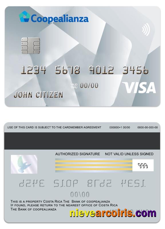 Costa Rica Coopealianza Visa Platinum Card Sample