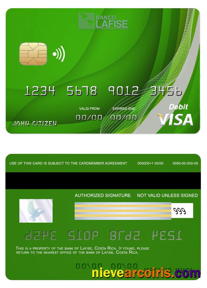 Costa Rica Lafise Bank Visa Card Preview