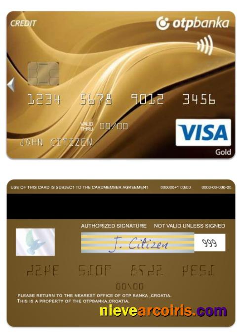 Croatia OTP Banka Visa Gold Charge Card Photolook