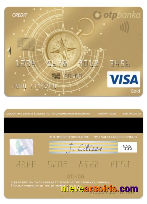 Croatia OTP Banka Visa Gold Credit Card Sample