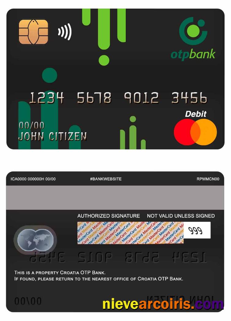 Croatia OTP Bank Master Debit Card Preview
