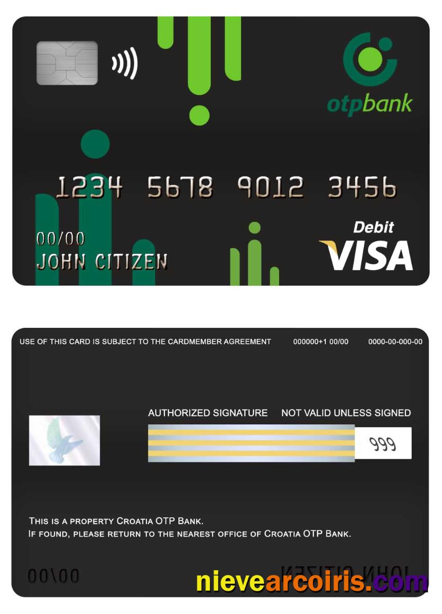 Croatia OTP Bank Visa Debit Card Sample