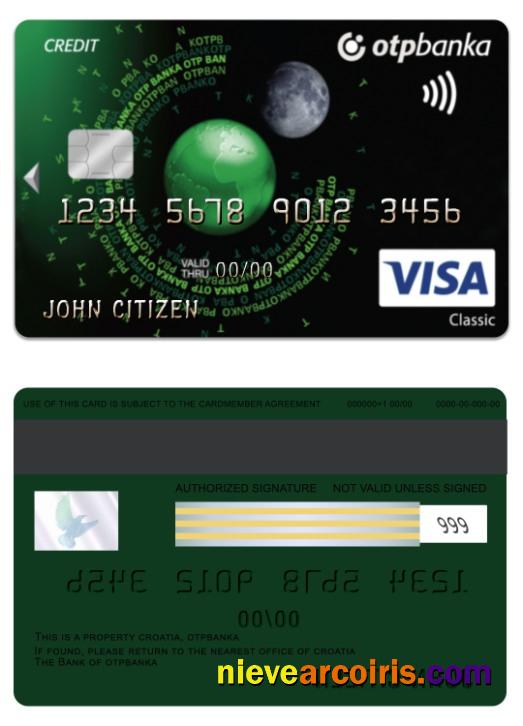 Croatia OTP Banka Visa Classic Credit Card Sample