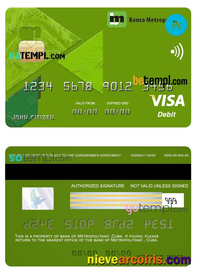 Premium Cuba Metropolitan Bank Visa Credit Card Template In PSD Format, Fully Editable