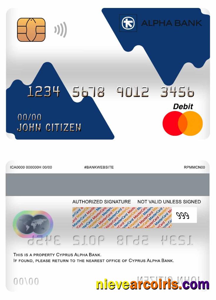 Cyprus Alpha Bank Master Debit Card Photolook