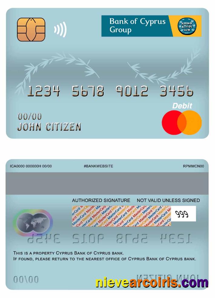 Cyprus Bank Of Cyprus Bank Master Debit Card Preview