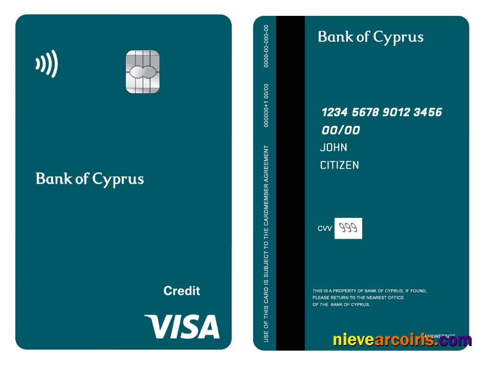 Cyprus Bank Of Cyprus Visa Credit Vertical Card Photolook