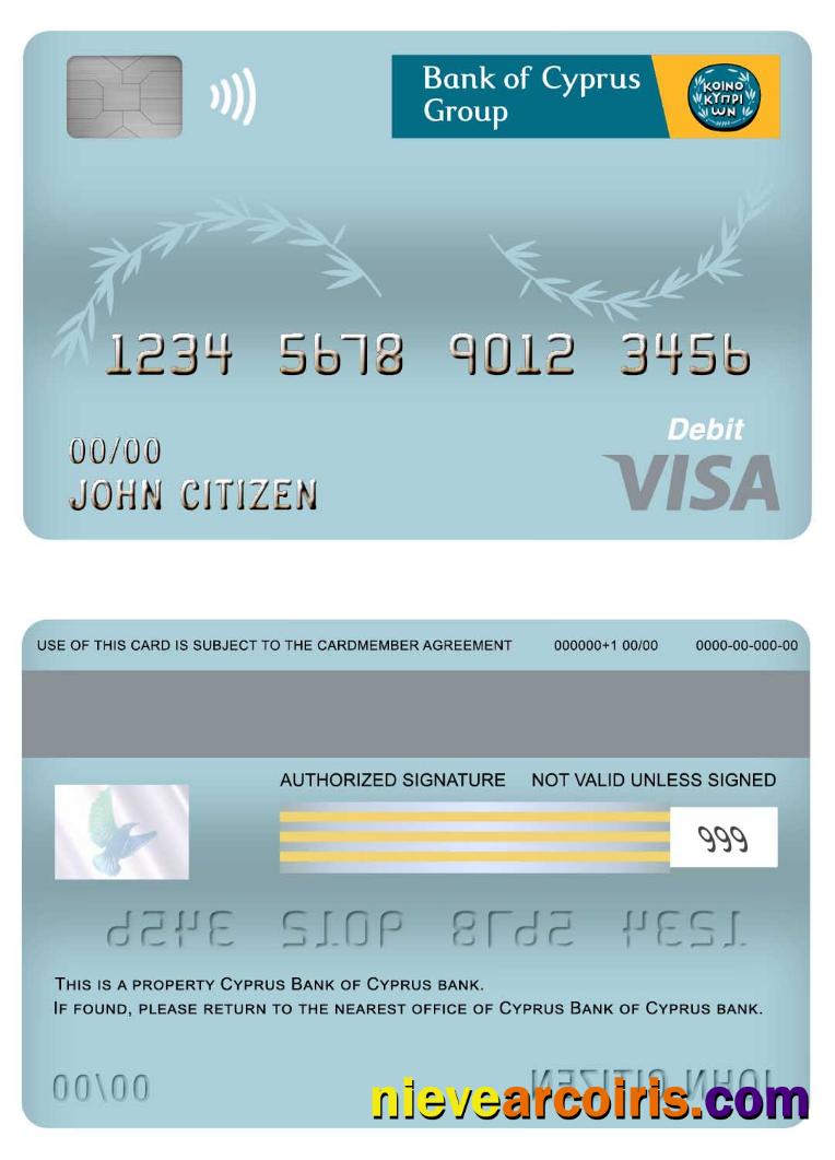 Cyprus Bank Of Cyprus Visa Debit Card Photolook