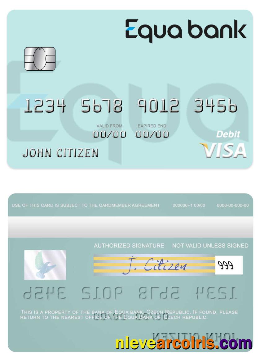 Czech Equa Bank Visa Debit Card Sample