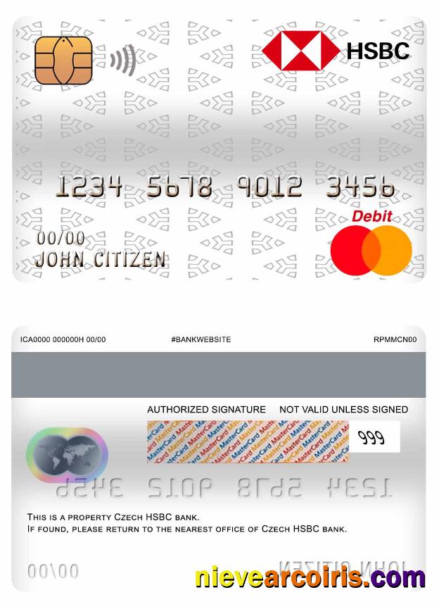 Czech HSBC Bank Master Debit Card Sample