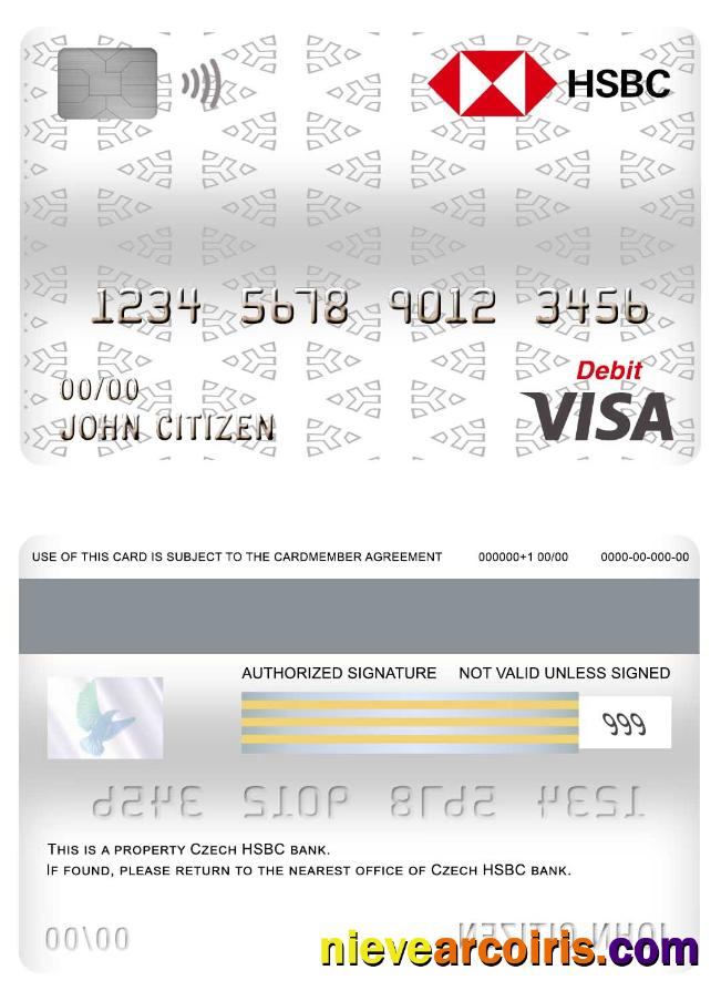 Czech HSBC Bank Visa Debit Card Template