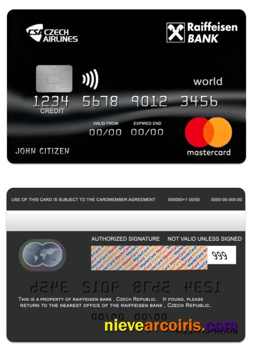 Czech Republic Raiffeisen Bank World Mastercard Template