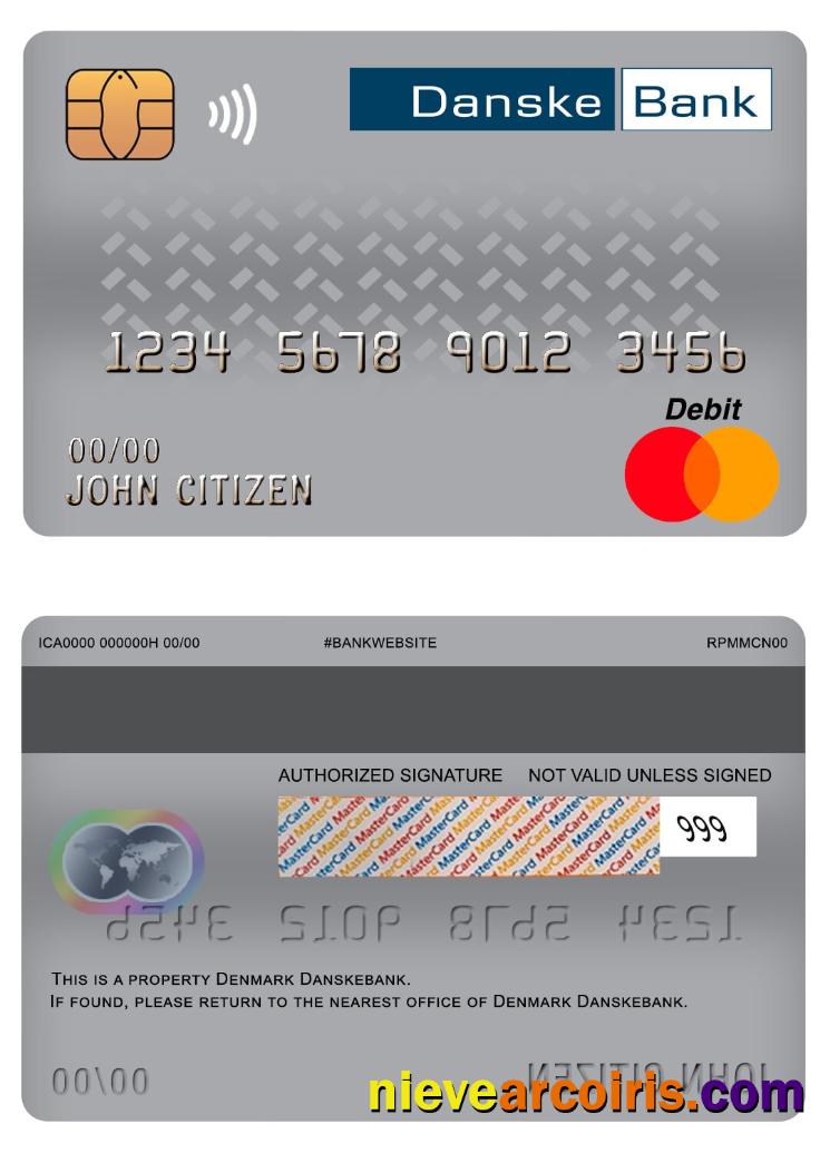 Denmark Danskebank Master Debit Card Sample