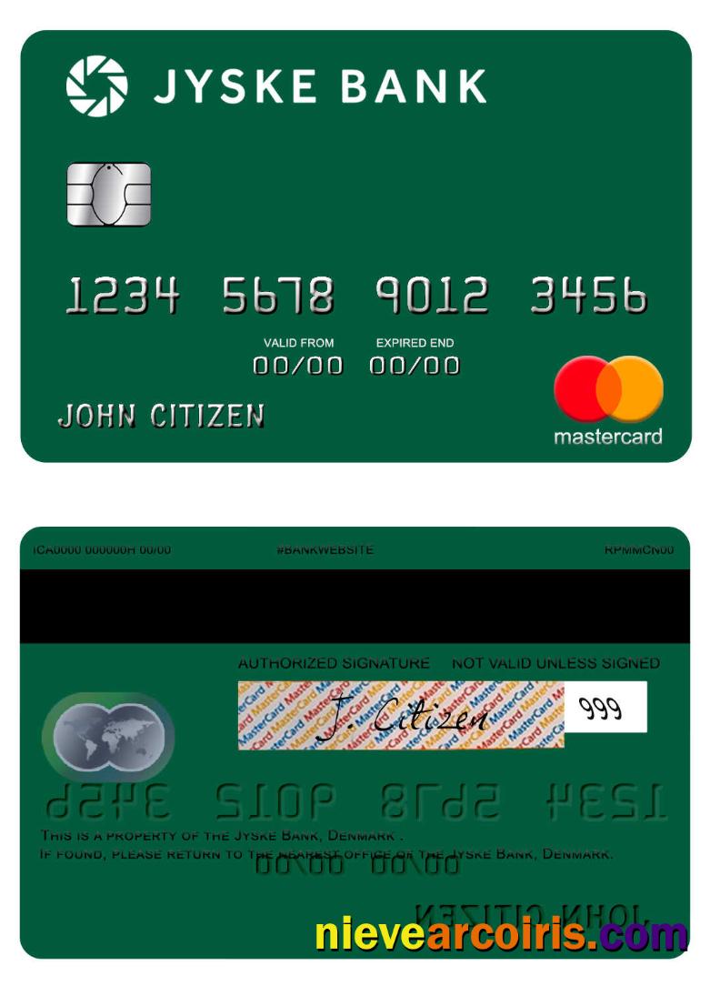 Denmark Jyske Bank Mastercard Template