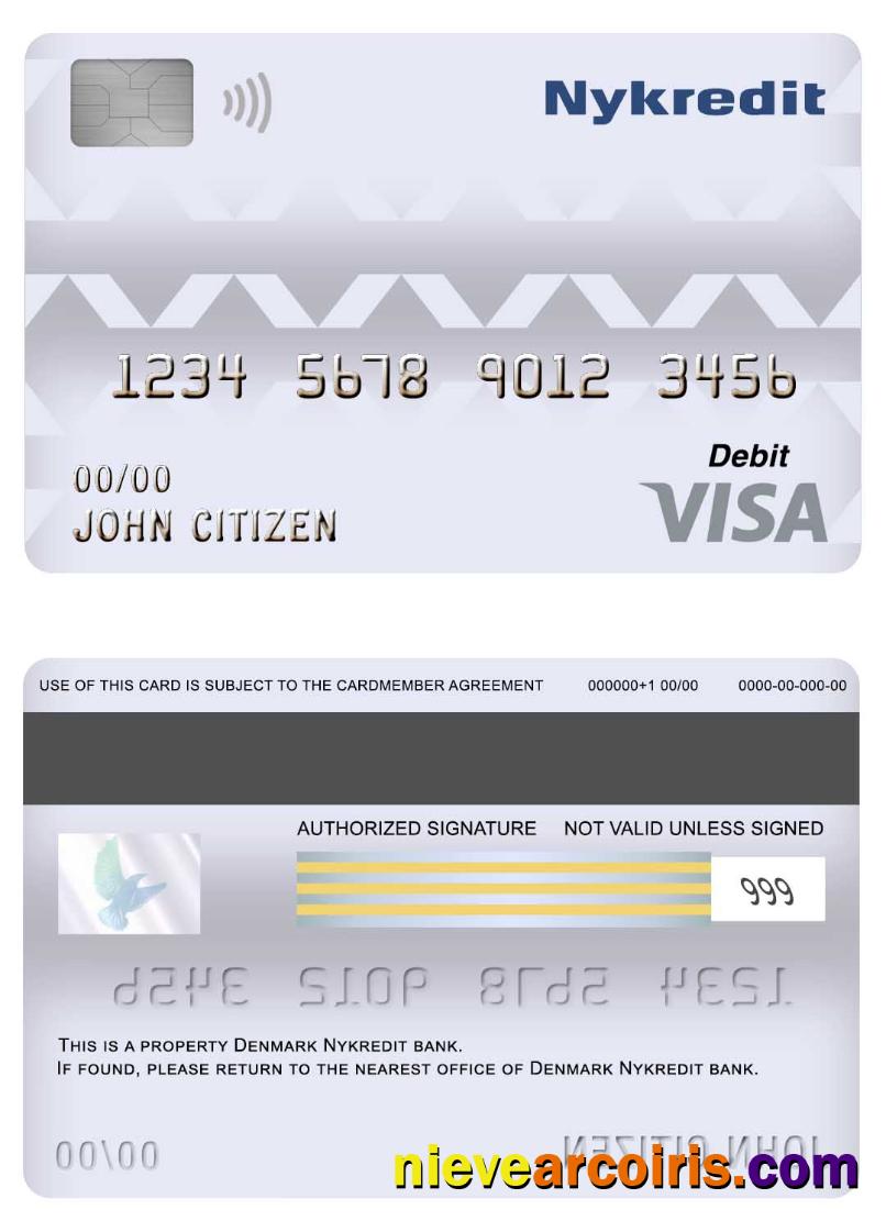 Denmark Nykredit Bank Visa Debit Card Preview