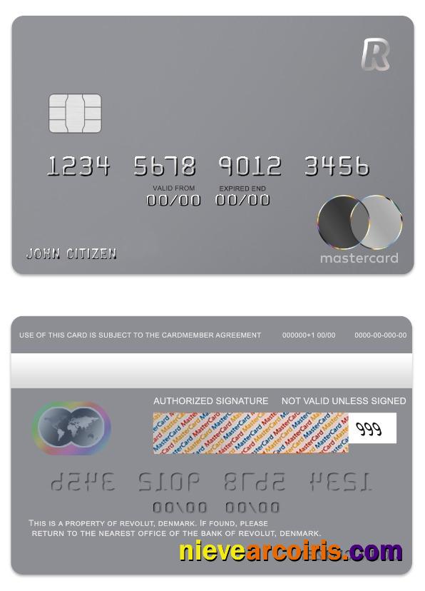 Denmark Revolut Bank Premium Mastercard Template
