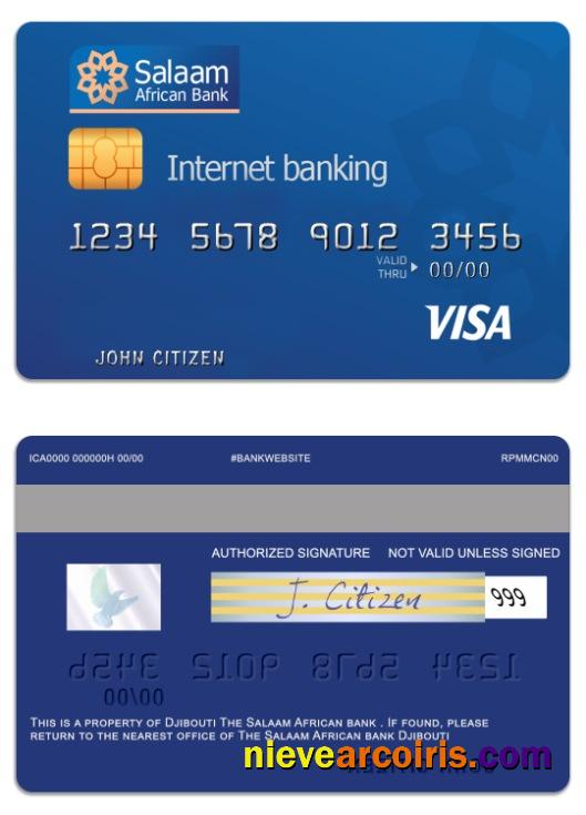 Djibouti The Salaam African Bank Visa Prepaid Internet Card Photolook
