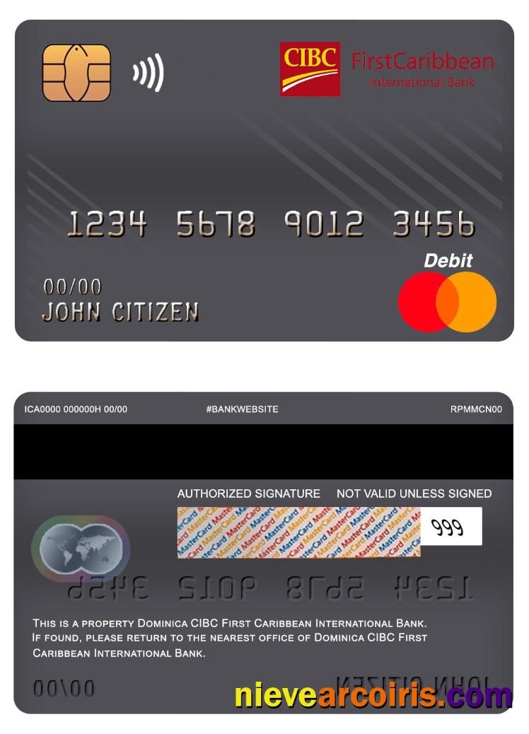 Dominica CIBC First Caribbean International Bank Master Debit Card Preview