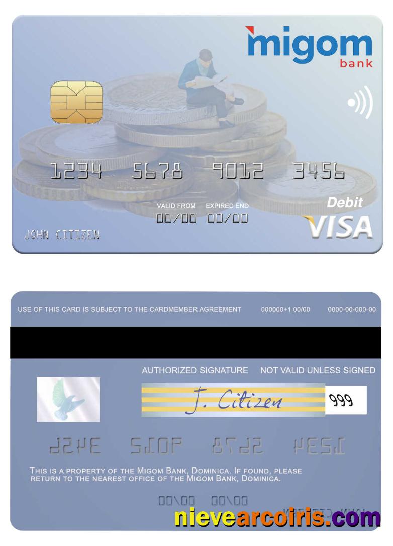 Dominica Migom Bank Visa Debit Card Sample