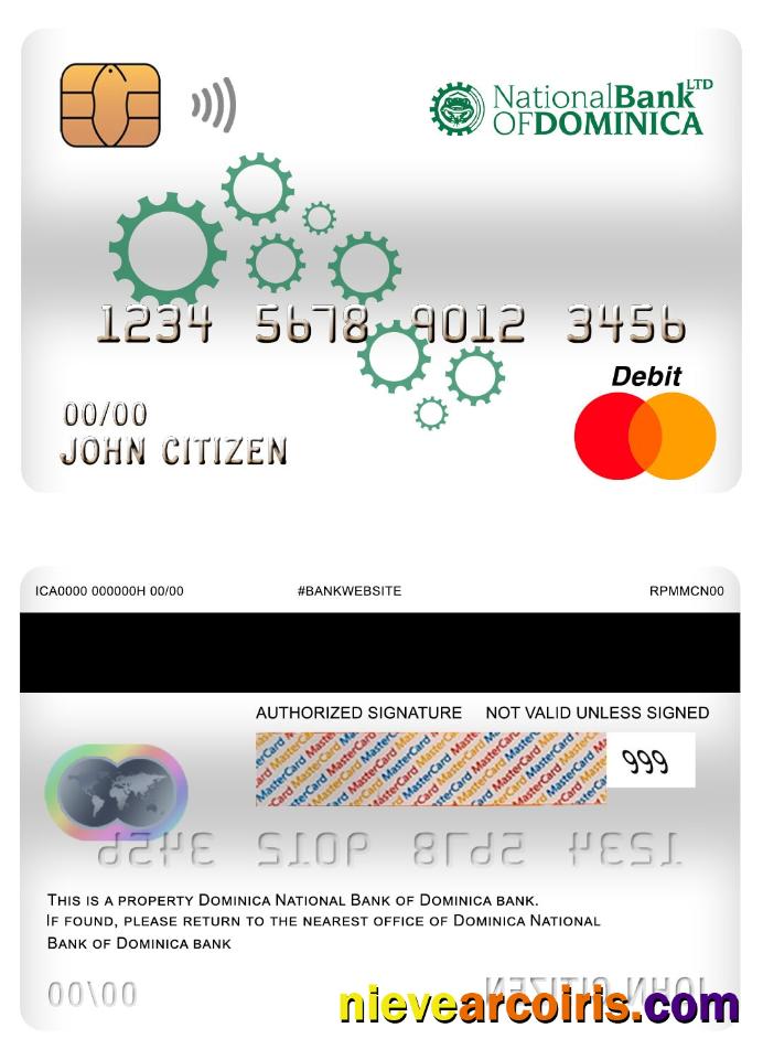 Dominica National Bank Of Dominica Bank Master Debit Card Sample