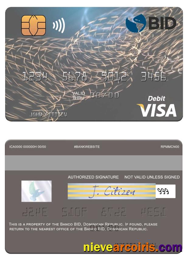 Dominican Republic Banco BID Visa Debit Card Template