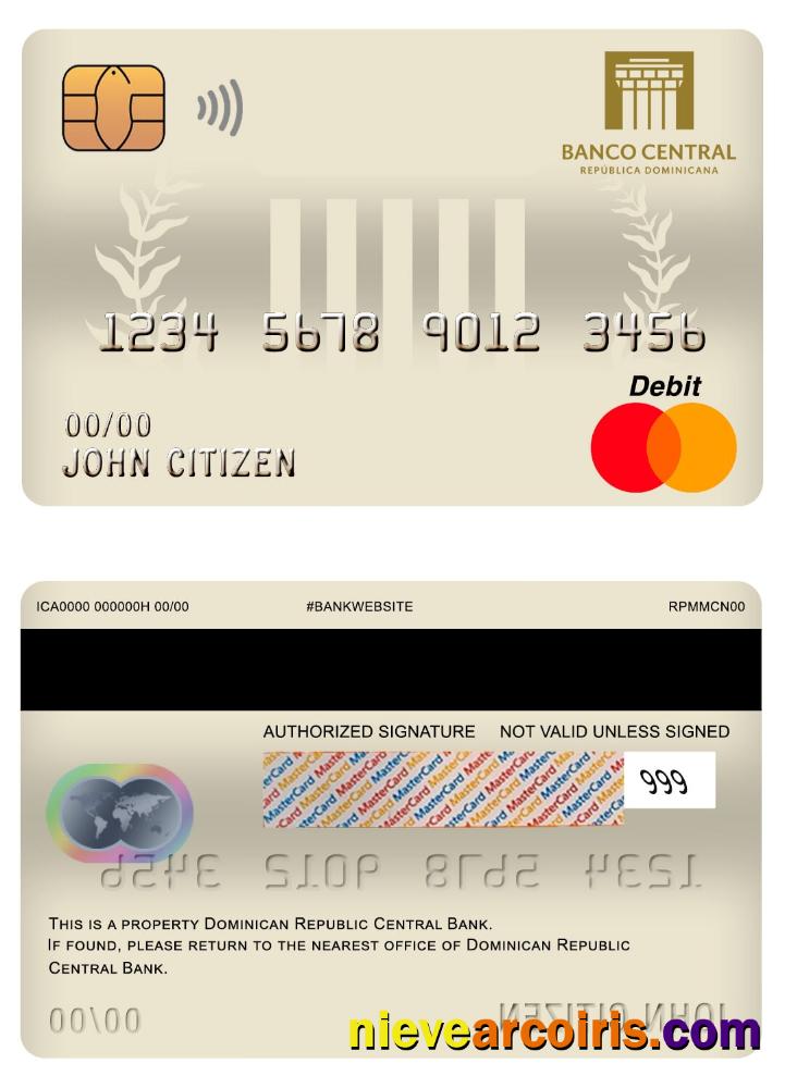 Dominican Republic Central Bank Master Debit Card Template
