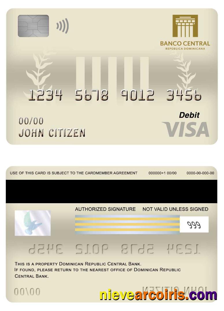 Dominican Republic Central Bank Visa Debit Card Sample