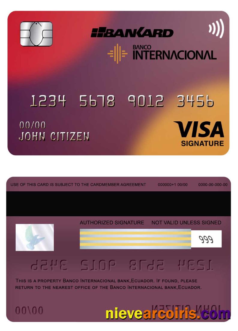Ecuador Banco Internacional Bank Visa Signature Card Screen Photolook
