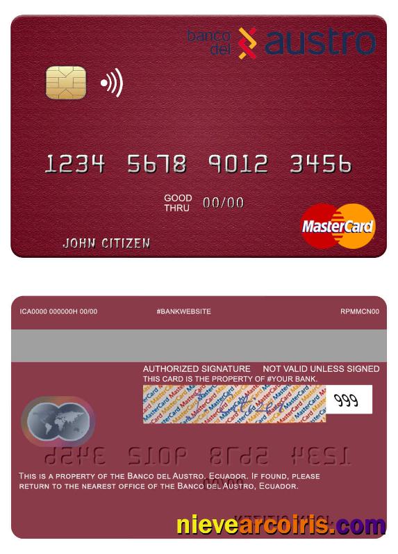 Ecuador Banco Del Austro Mastercard Sample
