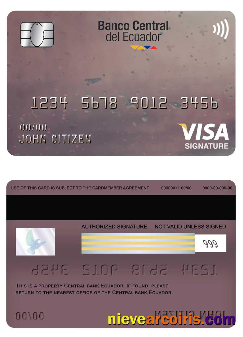 Ecuador Central Bank Visa Signature Card Preview