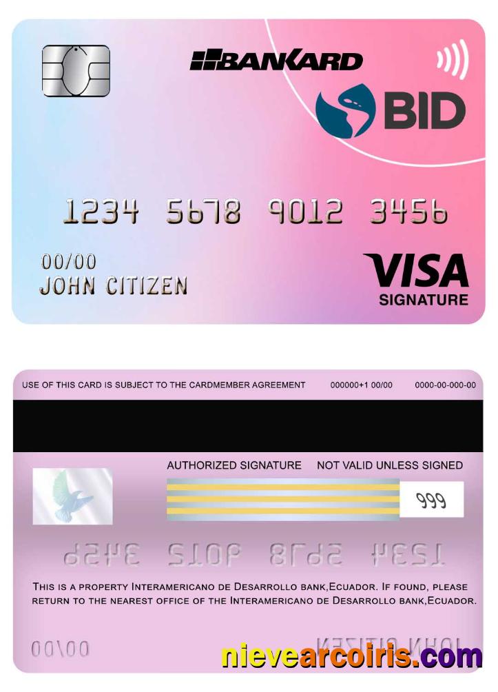 Ecuador Interamericano De Desarrollo (BID) Bank Visa Signature Card Preview