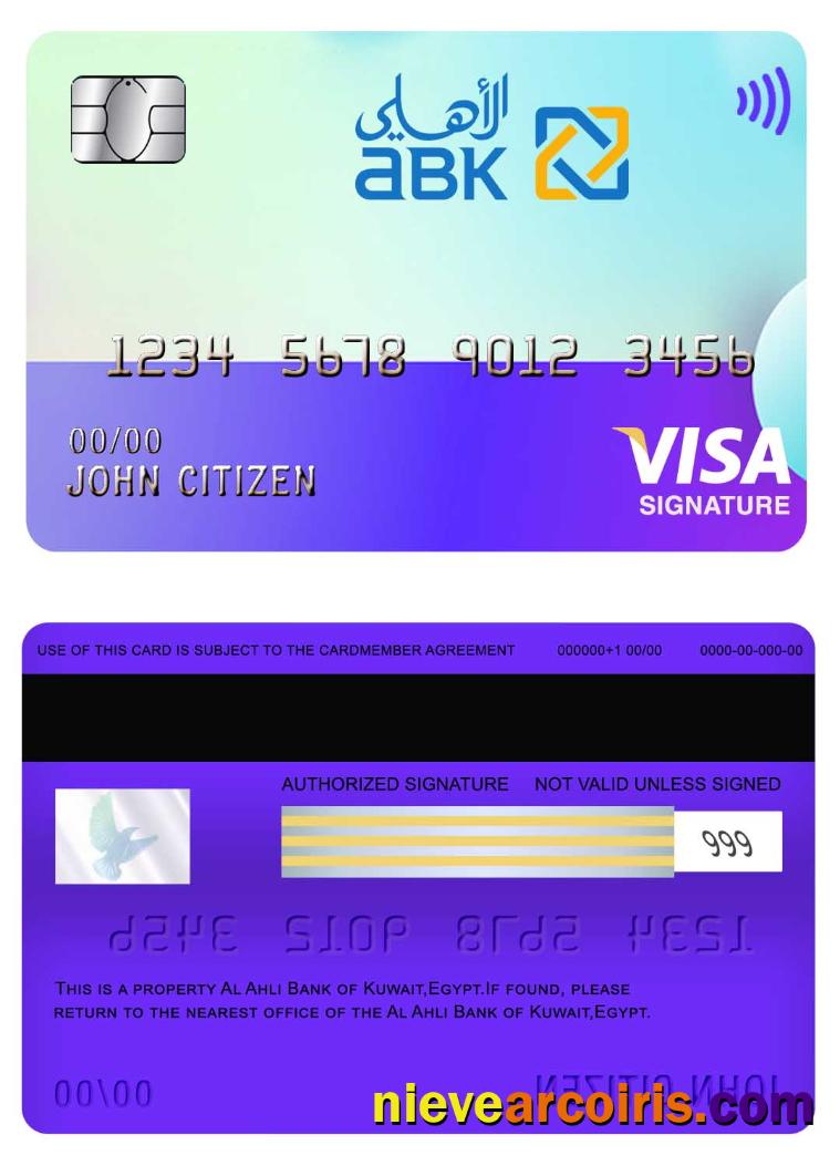 Egypt Al Ahli Bank Of Kuwait Visa Signature Card Photolook